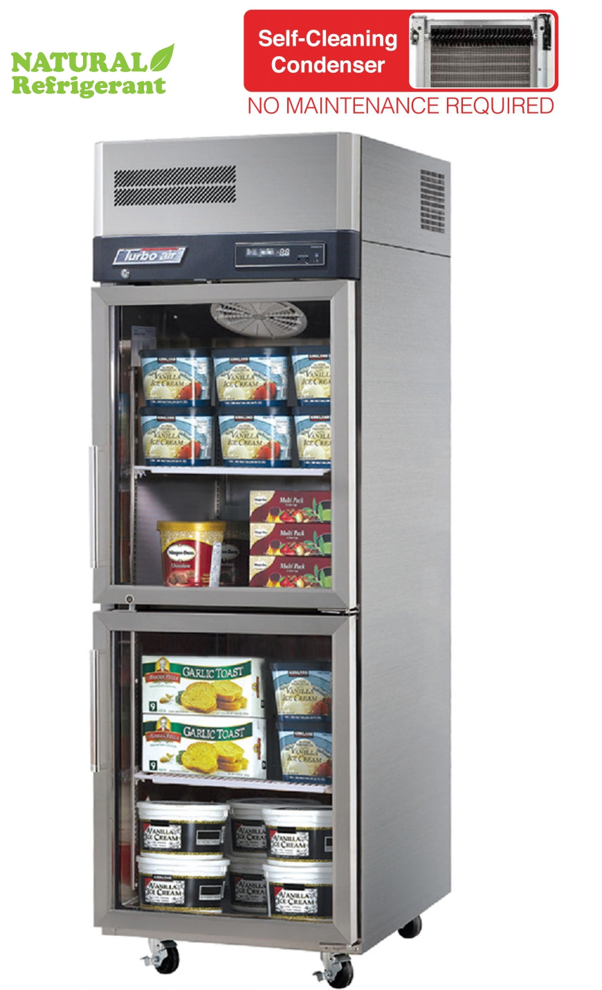 Turbo Air 2 x 1/2 Glass Door Upright Freezer W640 x D850 x H1926mm: KF25-2G(HC)