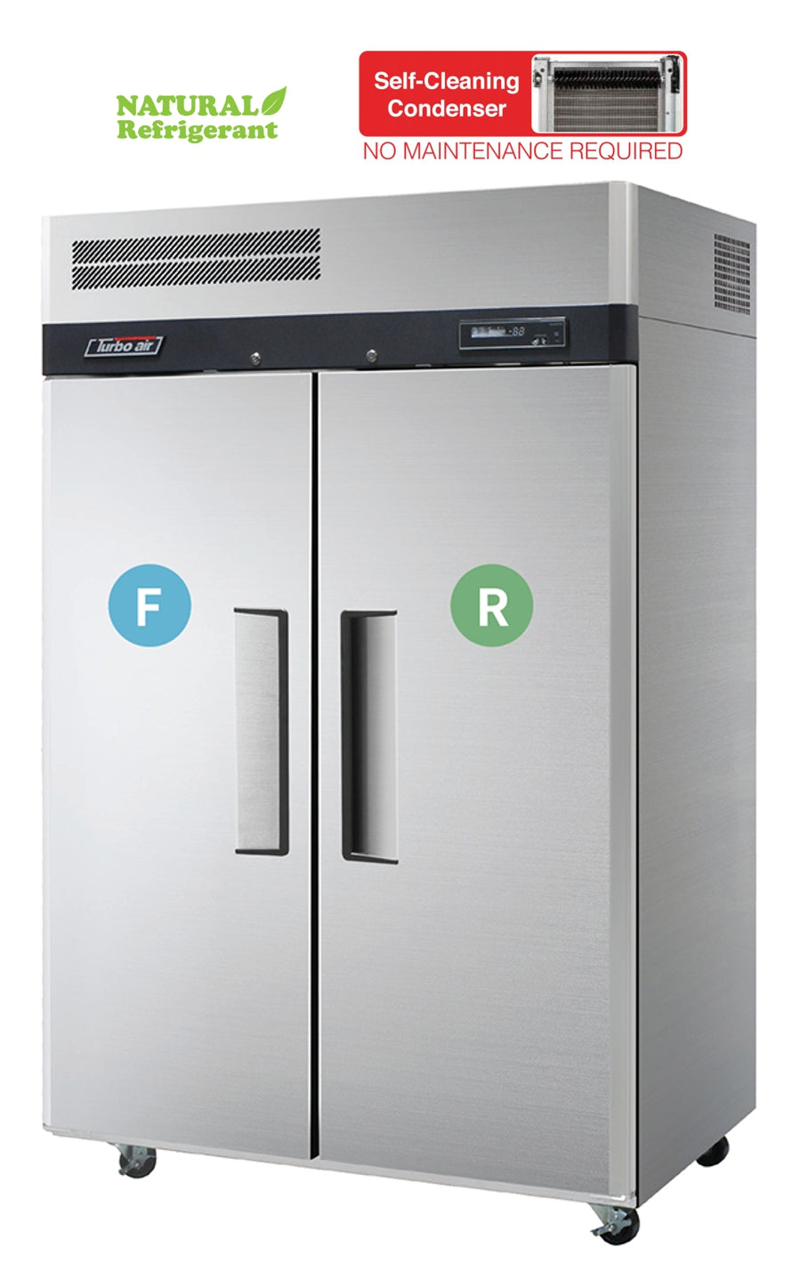 Turbo Air 2 Door Upright Dual Temp Refrigerator / Freezer  W1260 x D850 x H1926mm: KRF45-2(HC)