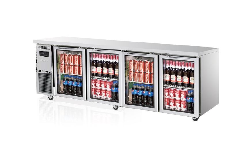 Turbo Air Undercounter 4 Glass Door Refrigerator W2400 x D700 x H850mm: KGR24-4(HC)