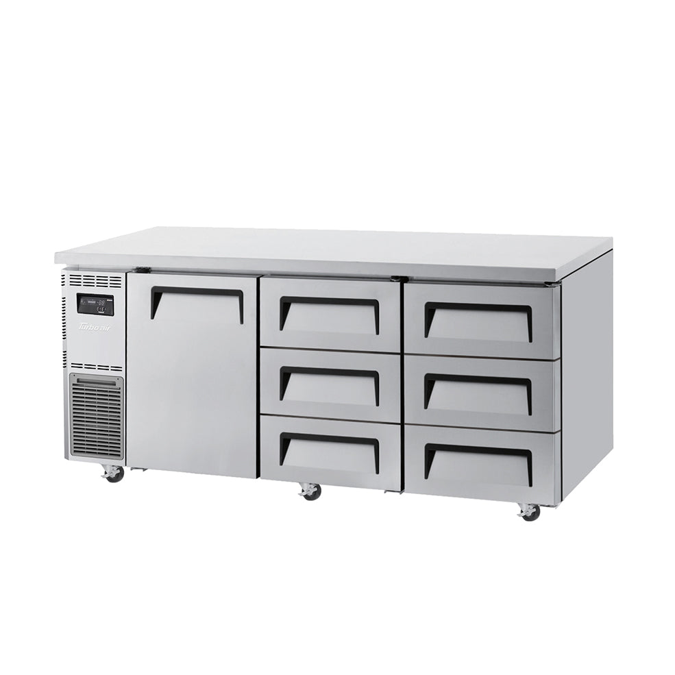 Turbo Air Undercounter 1 Door 6 Drawer Refrigerator W1800 x D700 x H850mm: KUR18-3D-6(HC)