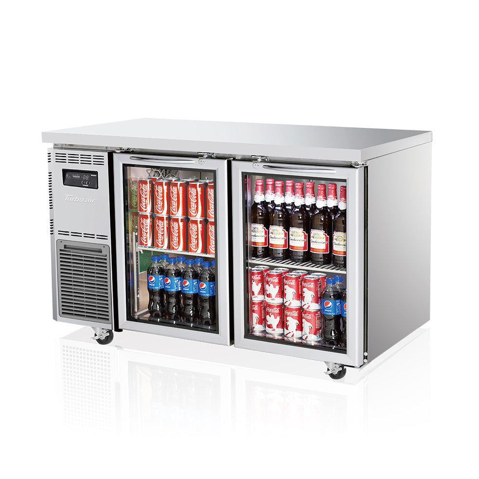 Turbo Air Undercounter 2 Glass Door Refrigerator W1200 x D600 x H850mm: KGR12-2(600mm, HC)