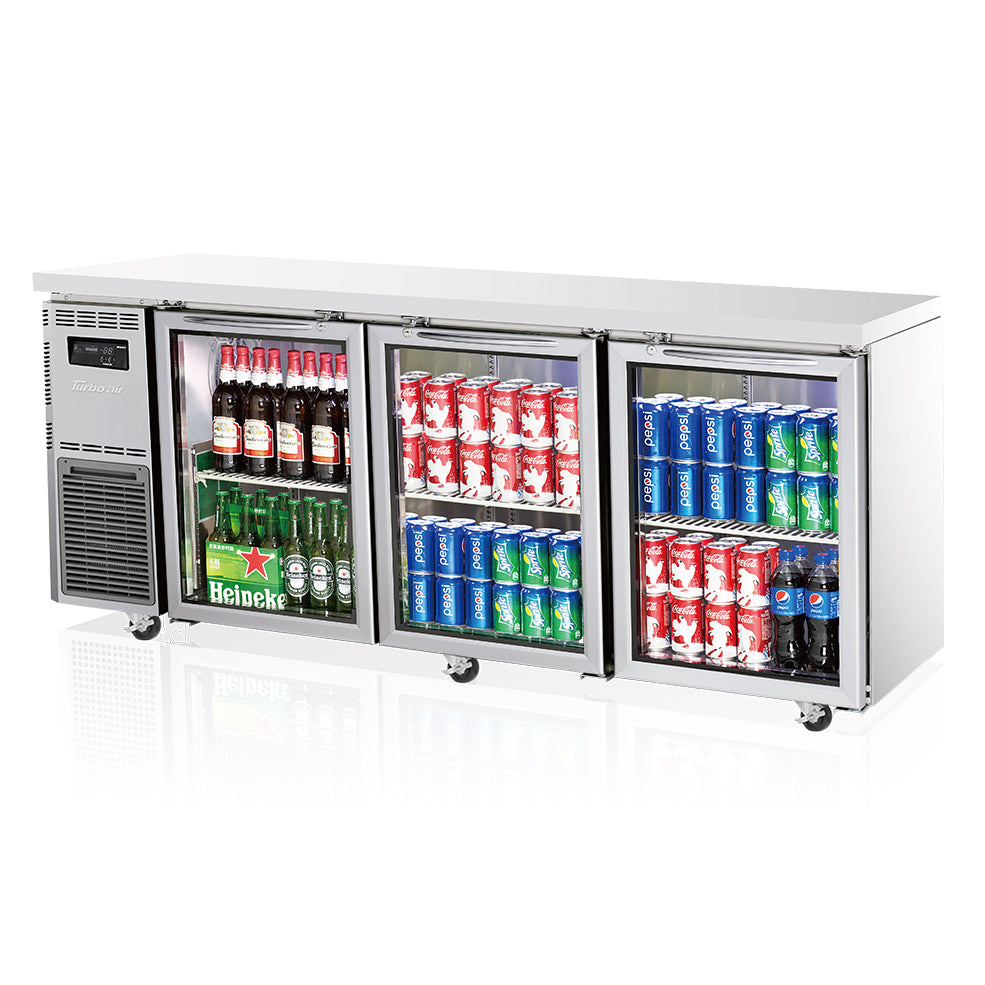 Turbo Air Undercounter 3 Glass Door Refrigerator W1800 x D700 x H850mm: KGR18-3(HC)