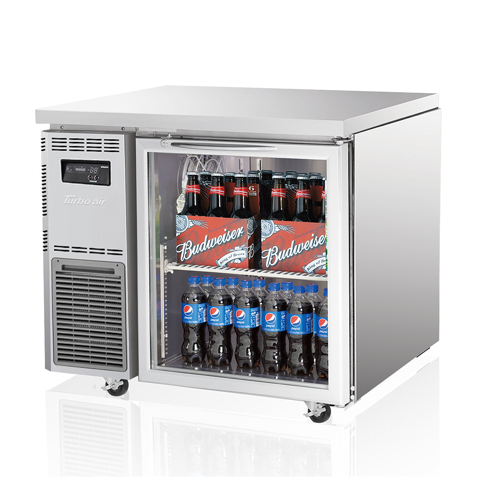 Turbo Air Undercounter 1 Glass Door Refrigerator W900 x D700 x H850mm: KGR9-1(HC)