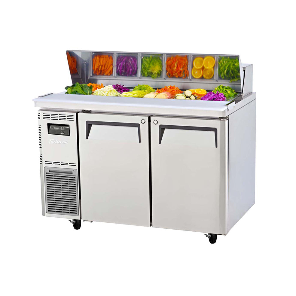 Turbo Air 2 Door Salad Prep Table (w/ Hood Lid) Refrigerator W1200 x D700 x H978mm: KHR12-2(HC)