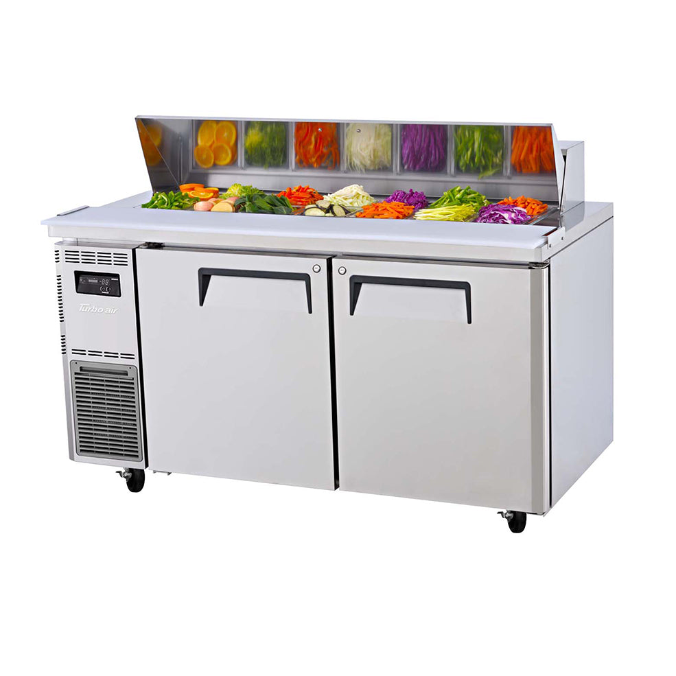 Turbo Air 2 Door Salad Prep Table (w/ Hood Lid) Refrigerator W1500 x D700 x H978mm: KHR15-2(HC)