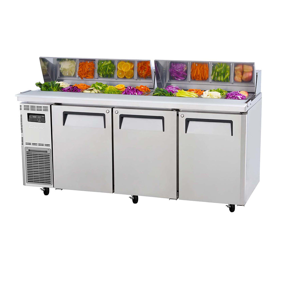 Turbo Air 3 Door Salad Prep Table (w/ Hood Lid) Refrigerator W1800 x D700 x H978mm: KHR18-3(HC)