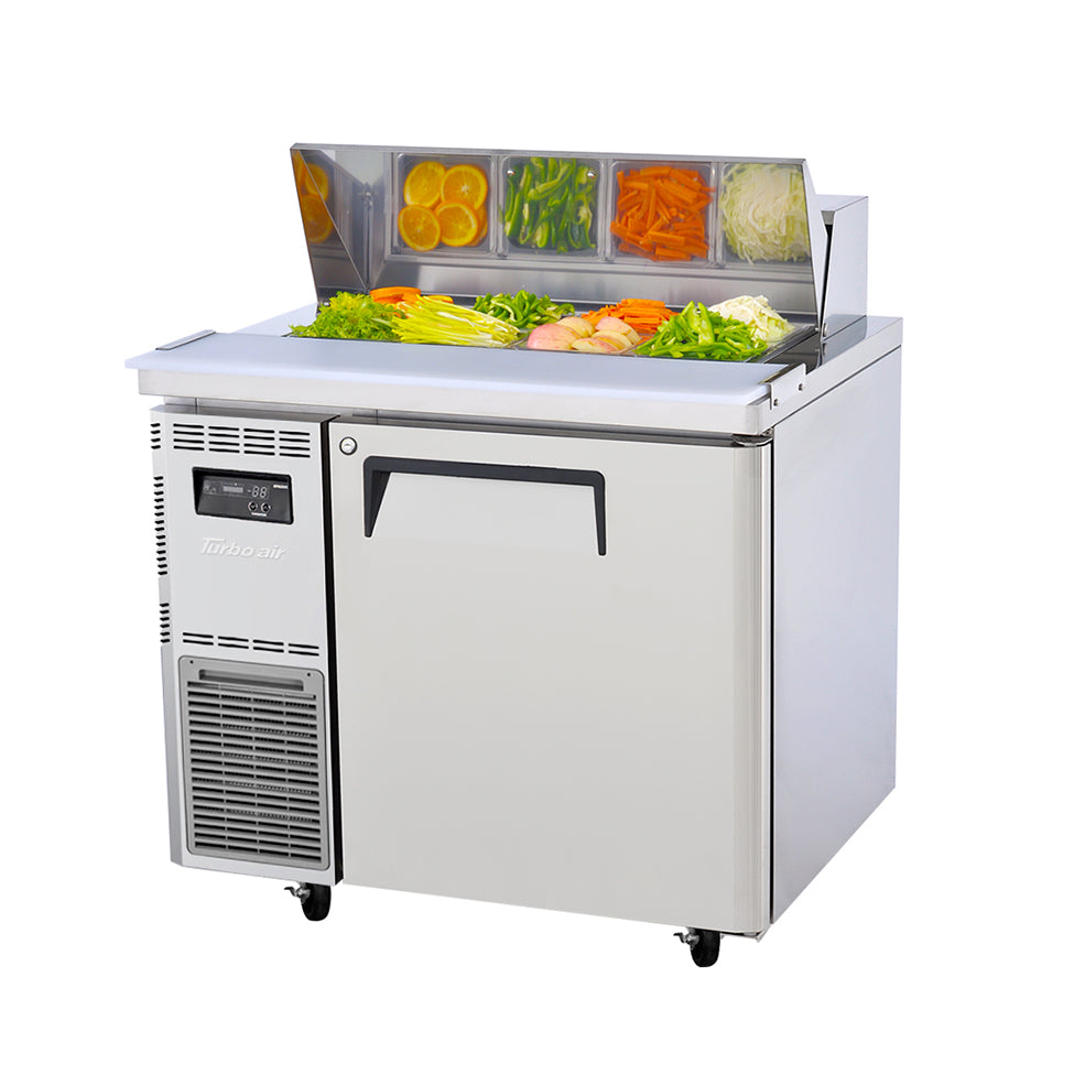 Turbo Air 1 Door Salad Prep Table (w/ Hood Lid) Refrigerator W900 x D700 x H978mm: KHR9-1(HC)