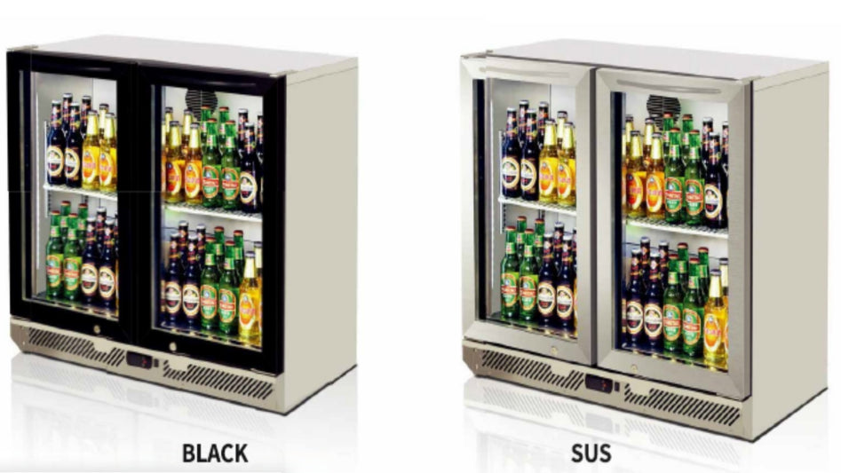 Turbo Air 2 Glass Door Back Bar Refrigerator W900 x D550 x H800mm: TB9-8H-SWS / TB9-8H-SWB